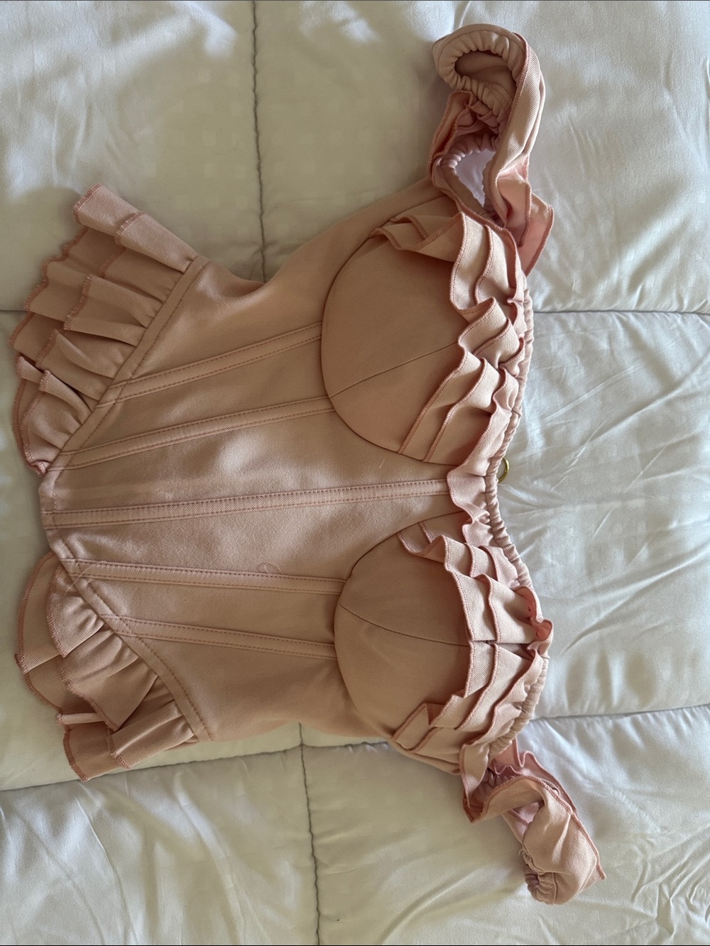 Pale light Pink Lace-Up Bustier Top S